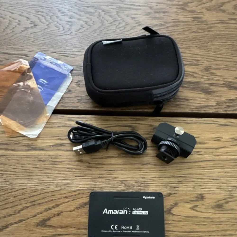 Aputure Amaran AL-M9 Portable LED Camera Light Kit, 9 LEDs, USB/Battery, Case